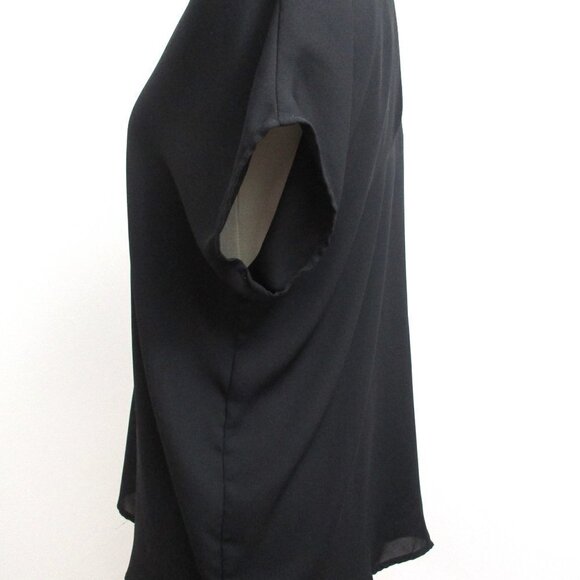 Shine Star Blouse Top Women Size L Black Cold Shoulder Sleeve Pullover Polyester - Picture 5 of 12
